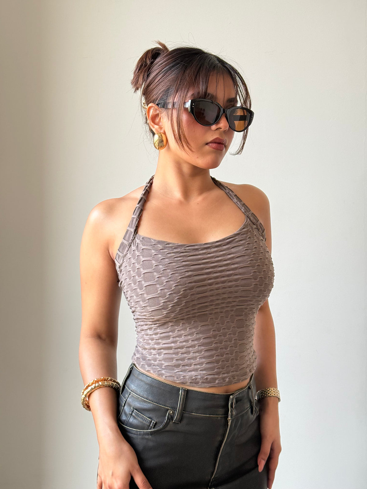 RǏWYÑ | Jacquard Honey Luxe Halter Top