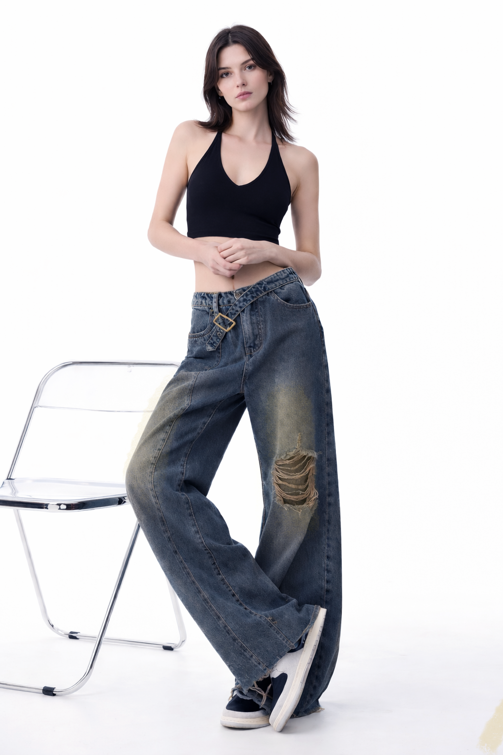 RǏWYÑ | Off Beat Distressed Blue Baggy Jeans