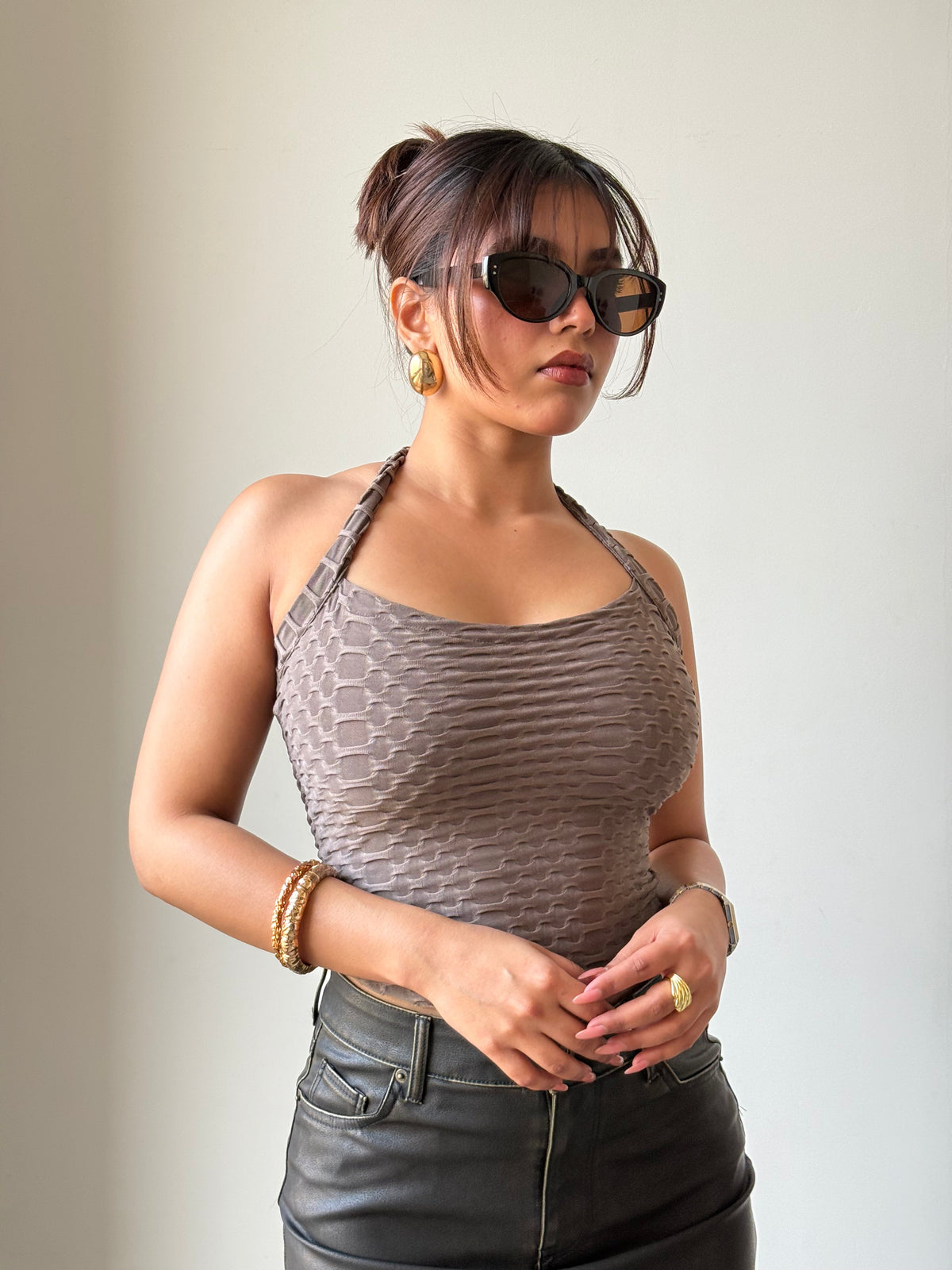 RǏWYÑ | Jacquard Honey Luxe Halter Top