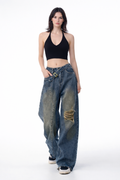 RǏWYÑ | Off Beat Distressed Blue Baggy Jeans