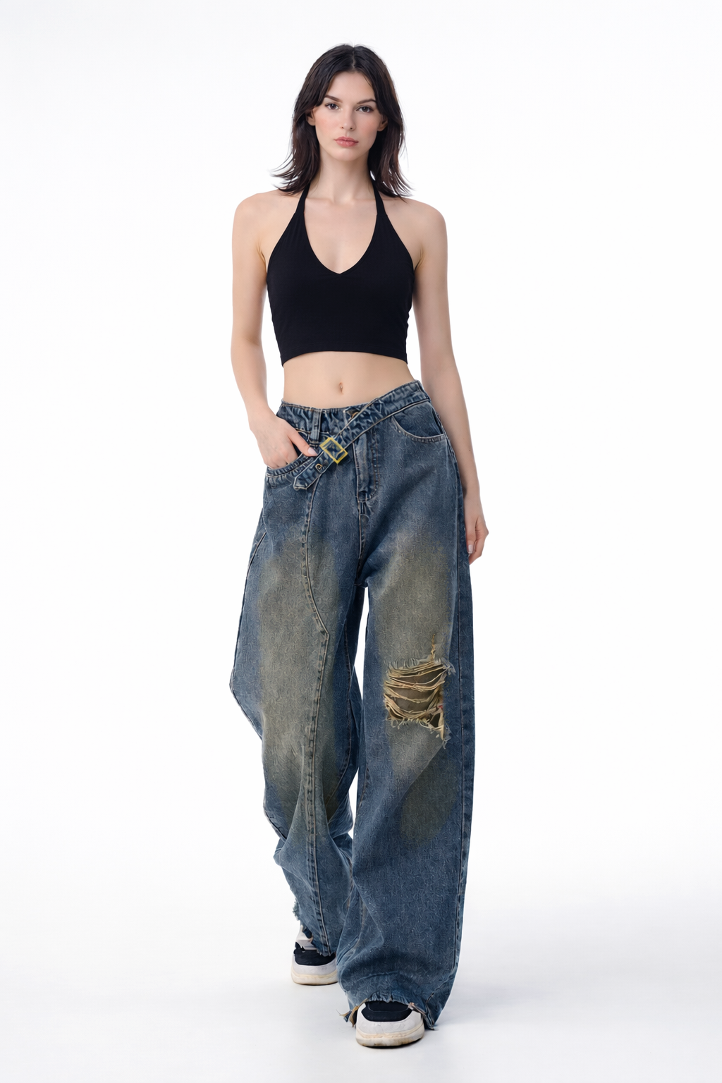 RǏWYÑ | Off Beat Distressed Blue Baggy Jeans