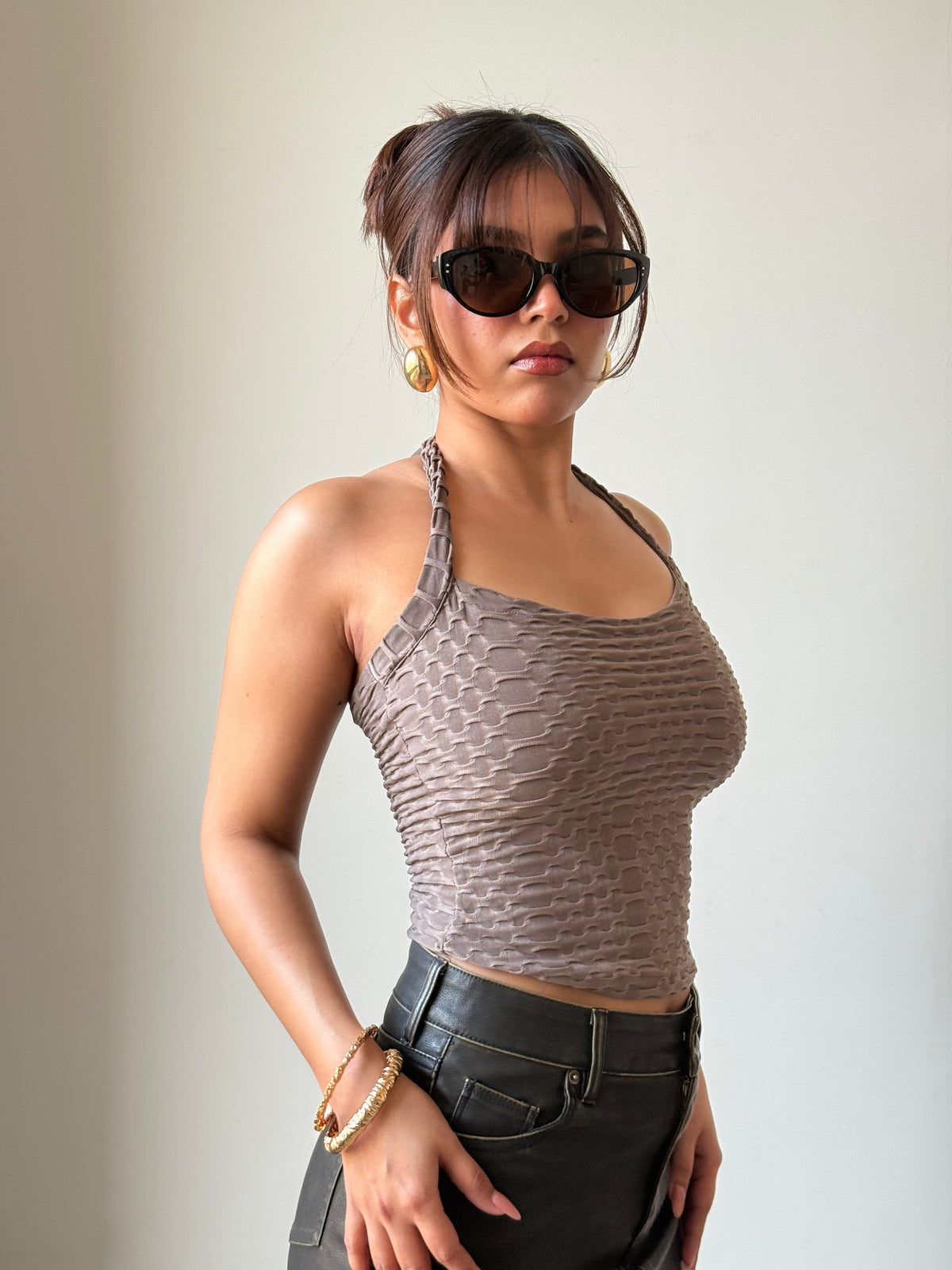 RǏWYÑ | Jacquard Honey Luxe Halter Top