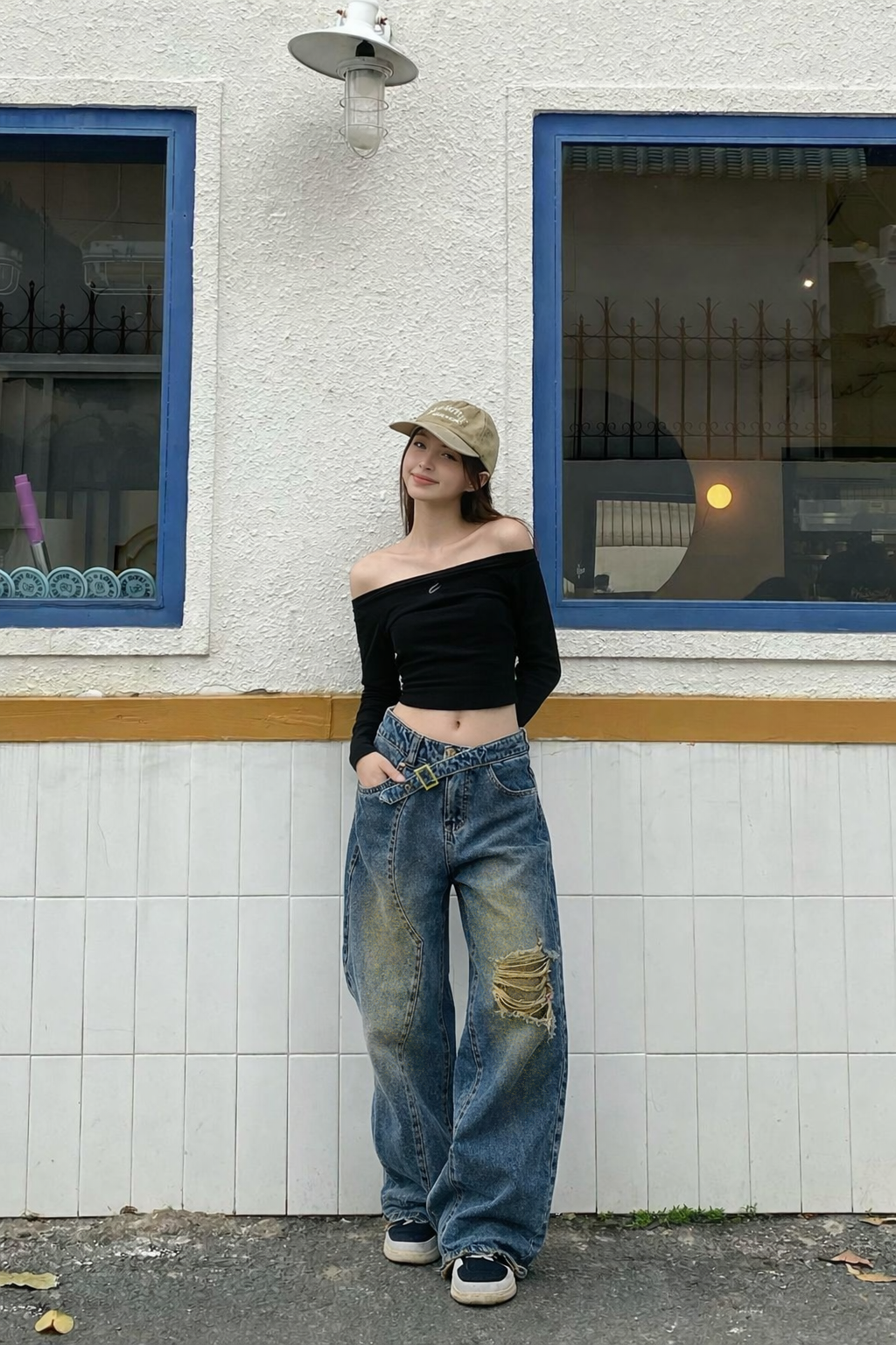 RǏWYÑ | Off Beat Distressed Blue Baggy Jeans