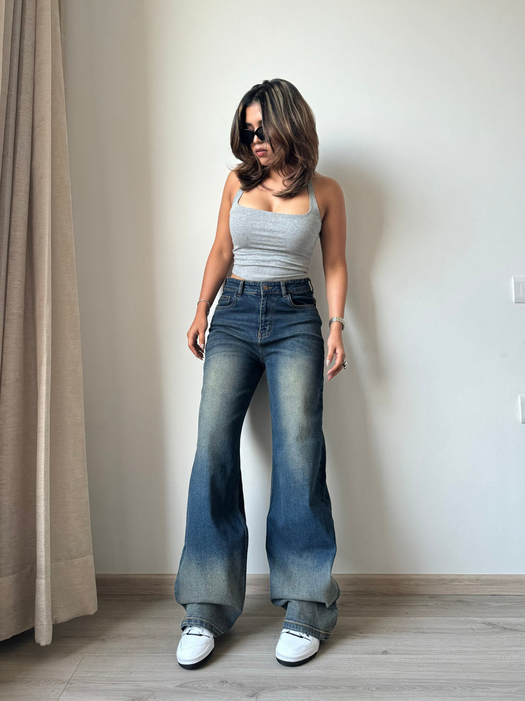 RǏWYÑ | Sunburst Blue Wide Leg Jeans