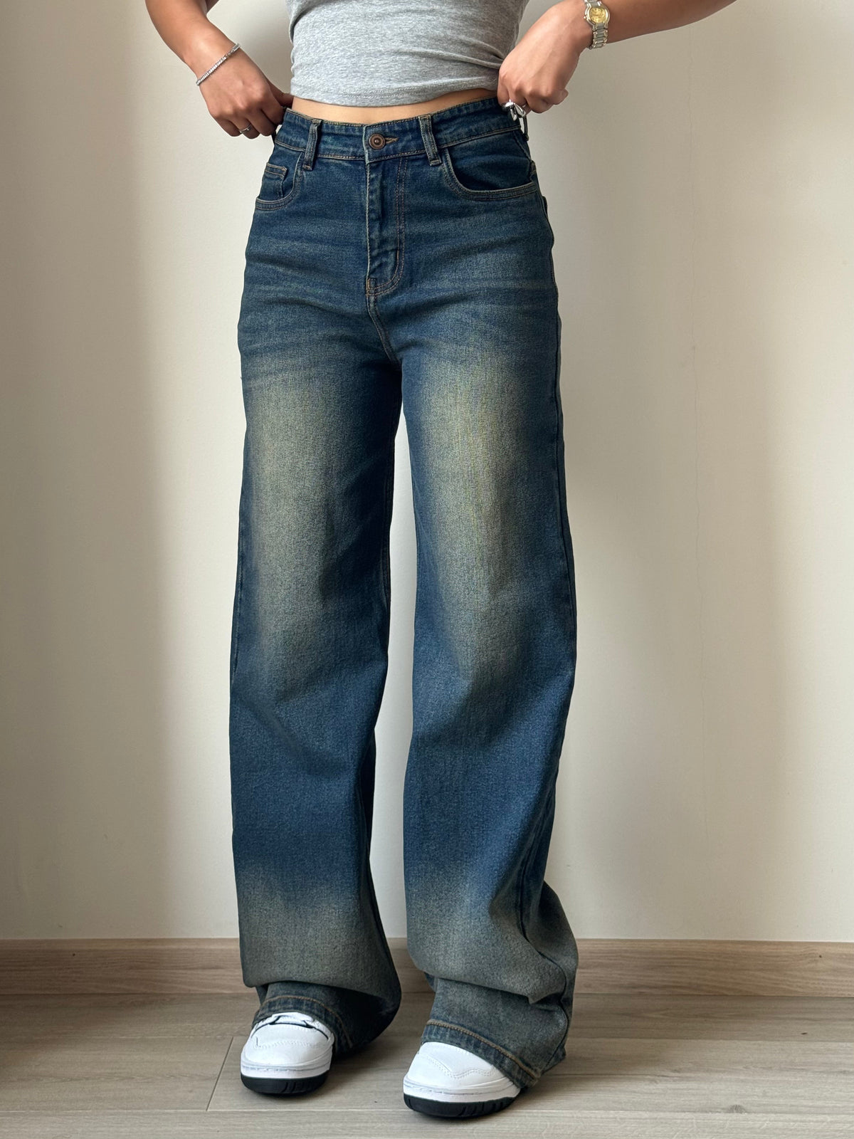 RǏWYÑ | Sunburst Blue Wide Leg Jeans