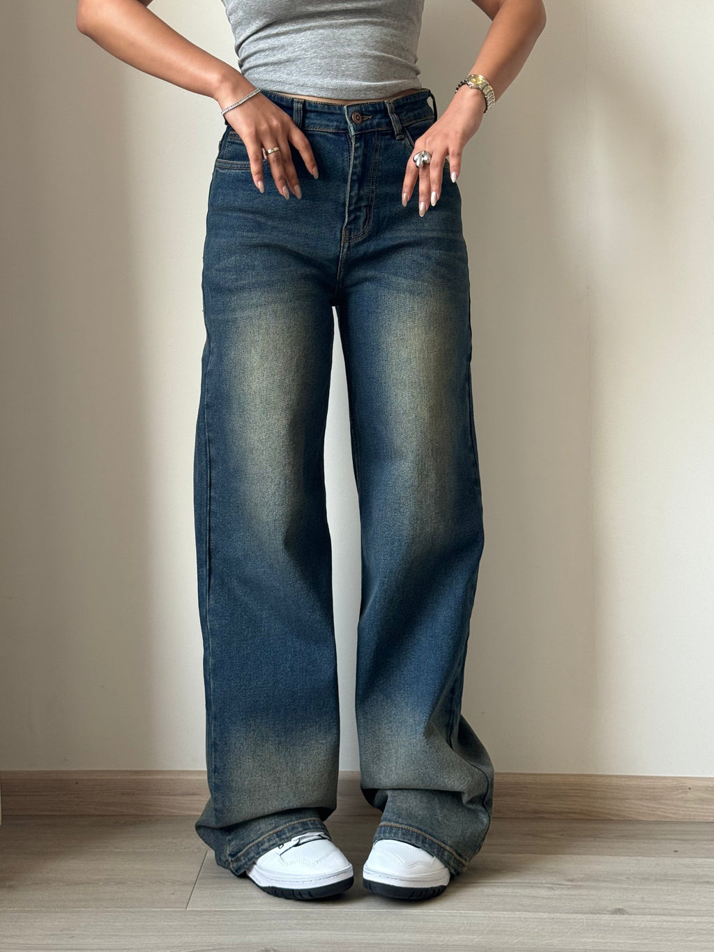 RǏWYÑ | Sunburst Blue Wide Leg Jeans
