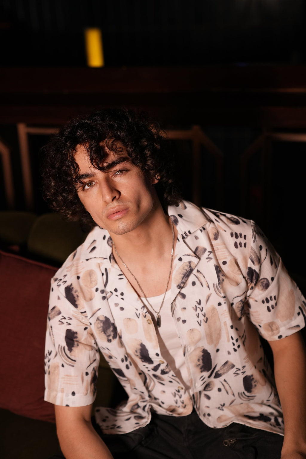 RIWYN Premium Water Color Splash Print Linen Shirt