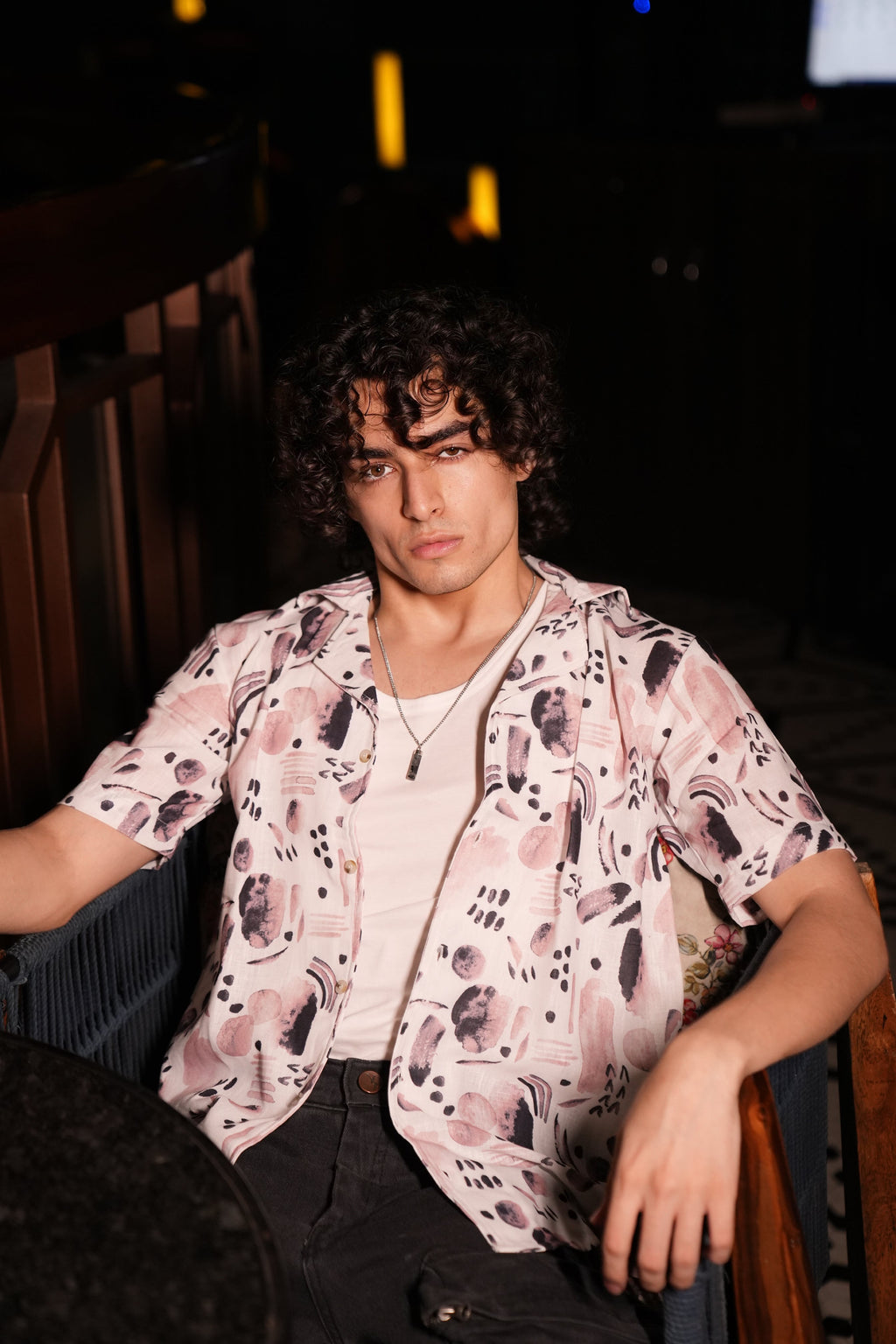 RIWYN Premium Water Color Splash Print Linen Shirt