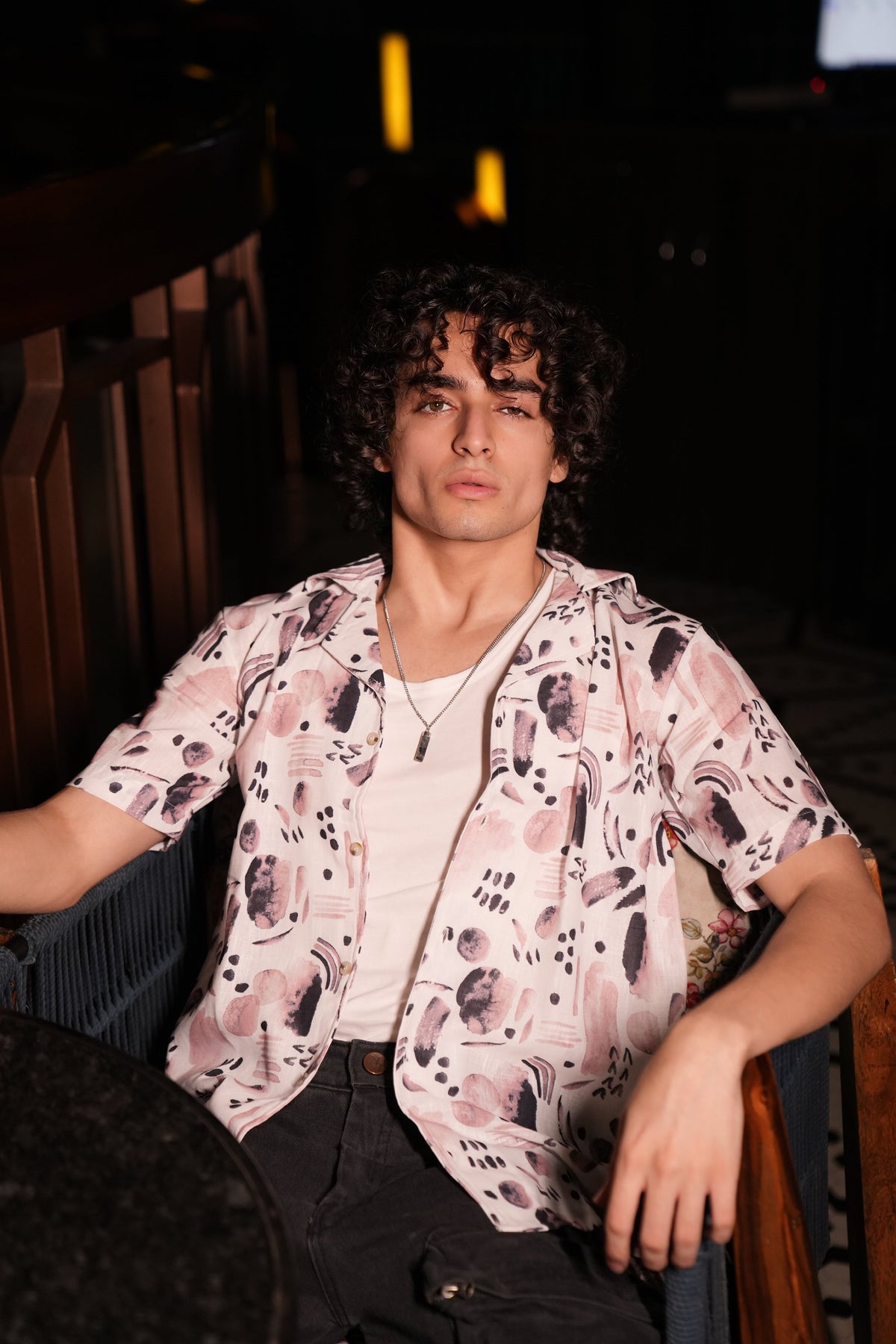 RIWYN Premium Water Color Splash Print Linen Shirt