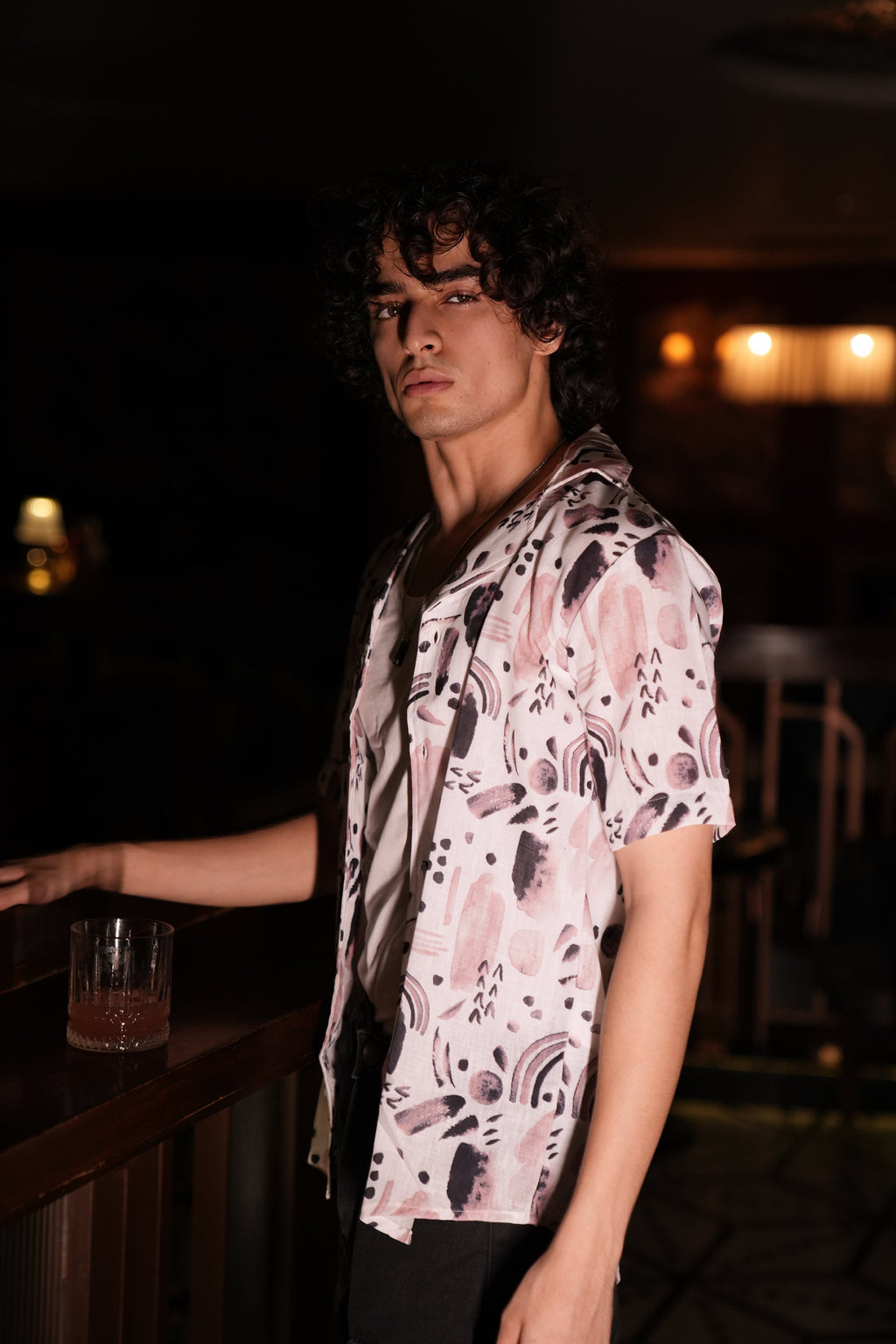 RIWYN Premium Water Color Splash Print Linen Shirt