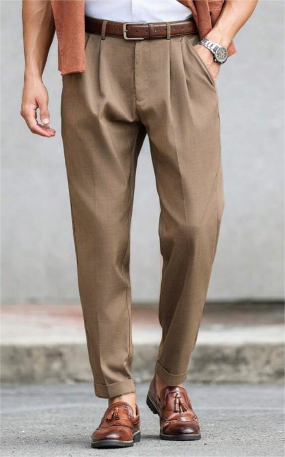 RIWYN Refined Tailored Pleat Linen Pants