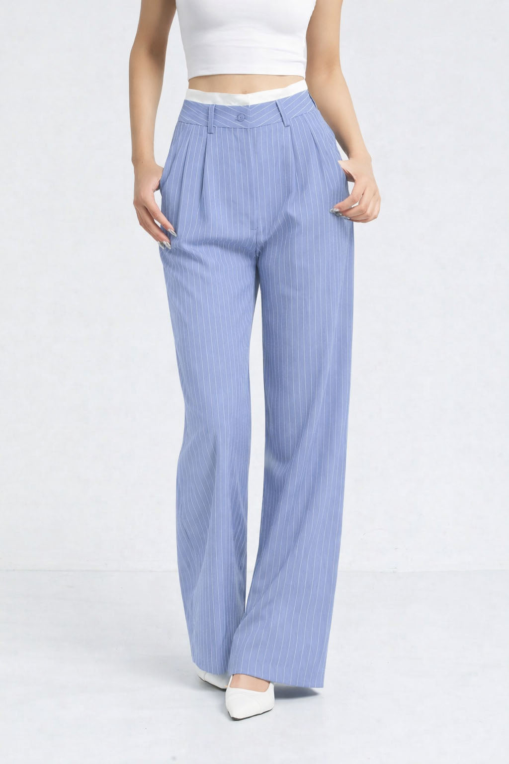 RǏWYÑ | Striped Boxer Wide Leg Trousers
