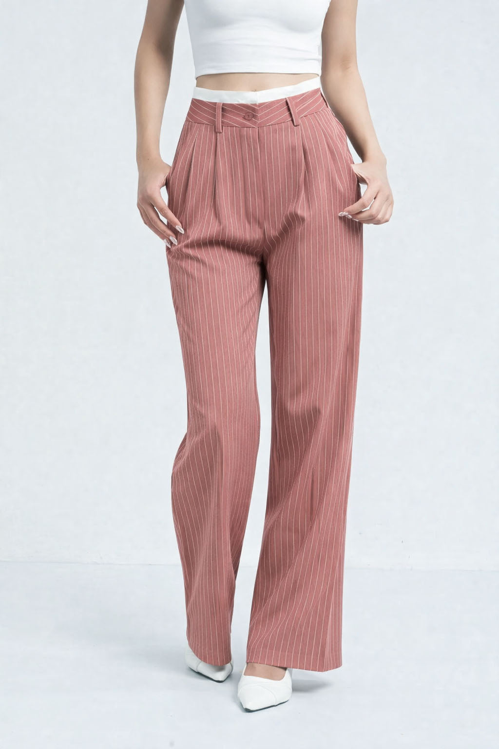 RǏWYÑ | Striped Boxer Wide Leg Trousers