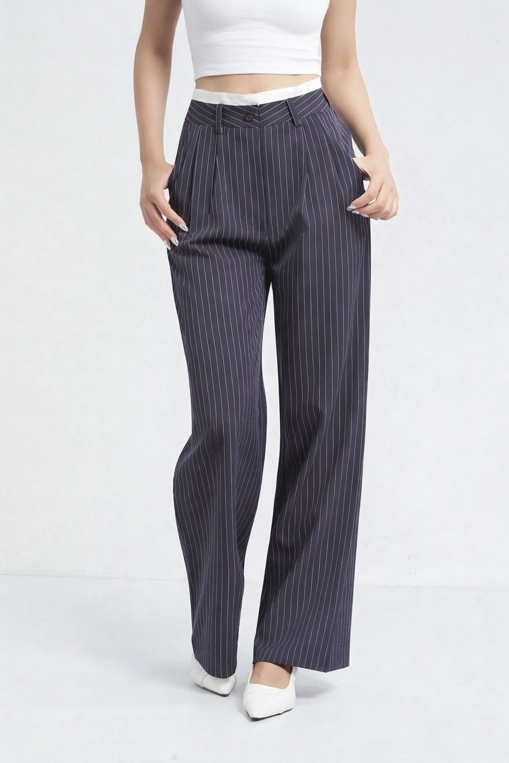 RǏWYÑ | Striped Boxer Wide Leg Trousers