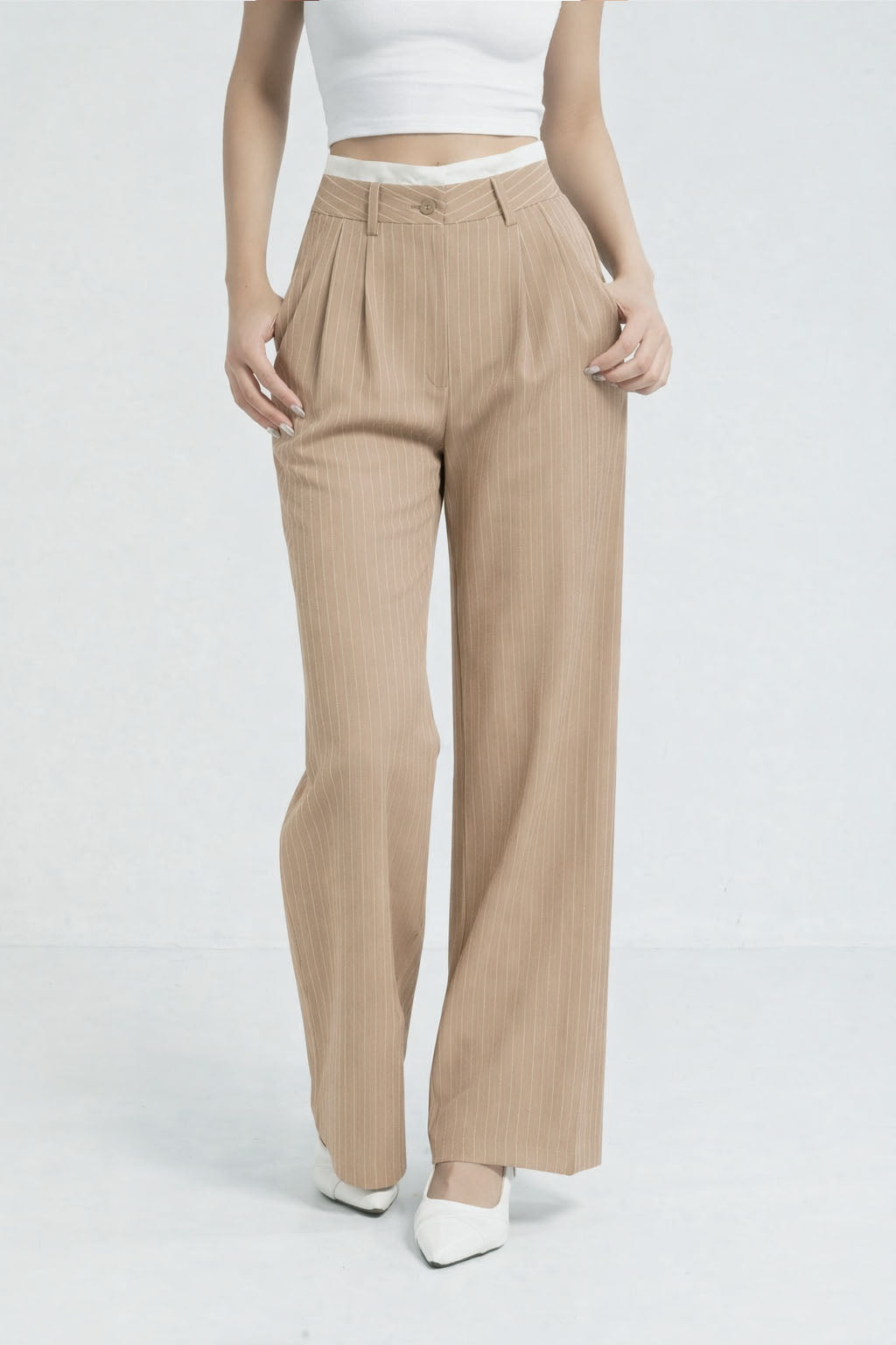 RǏWYÑ | Striped Boxer Wide Leg Trousers