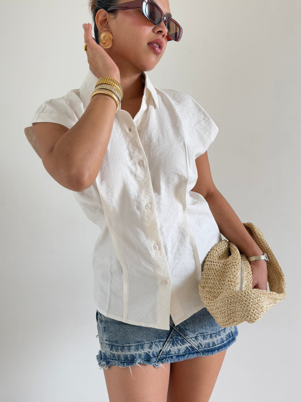 RǏWYÑ | Snap Fit Cotton Tailor Shirt