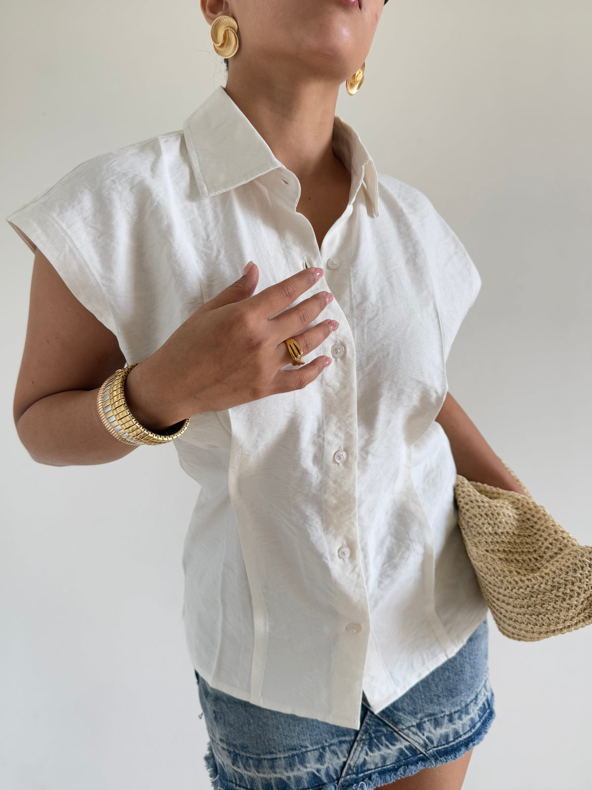 RǏWYÑ | Snap Fit Cotton Tailor Shirt