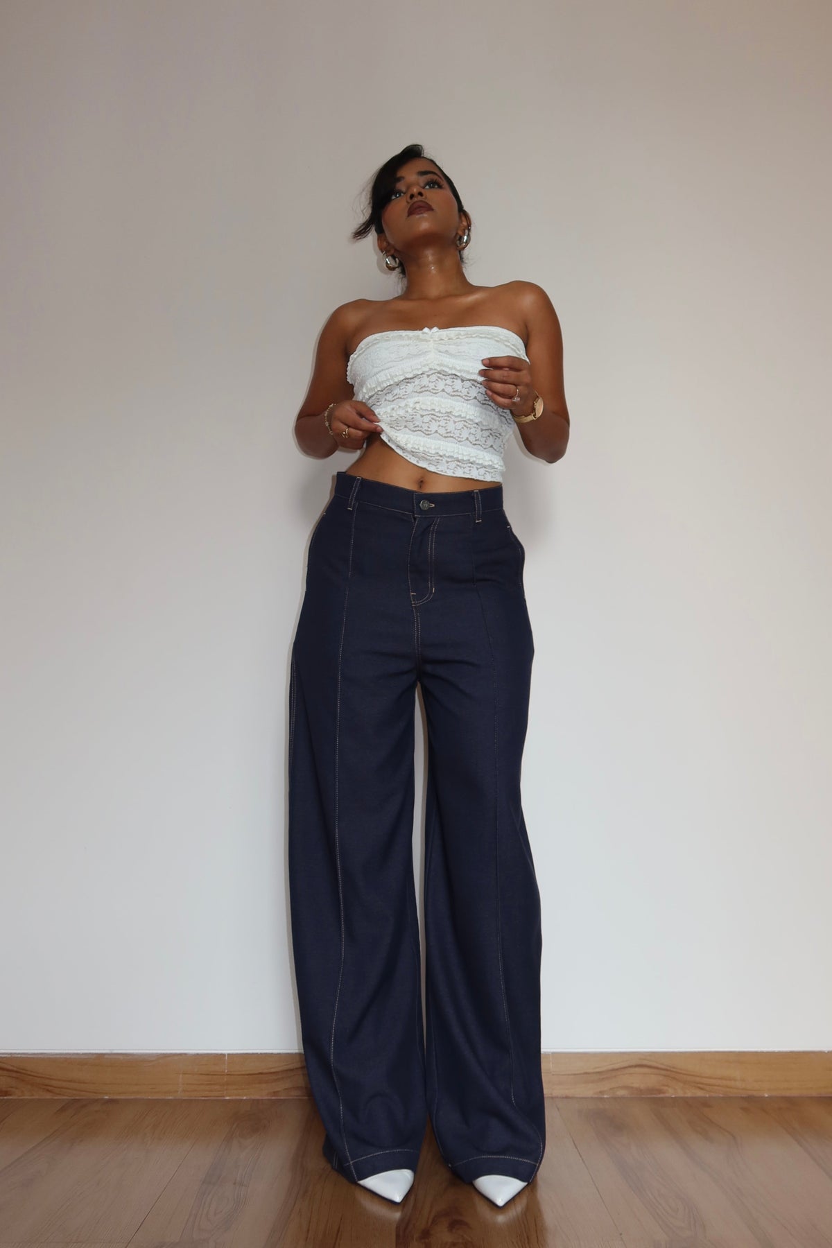 RǏWYÑ | Denim-Inspired Pin-Tuck Barrel Pants