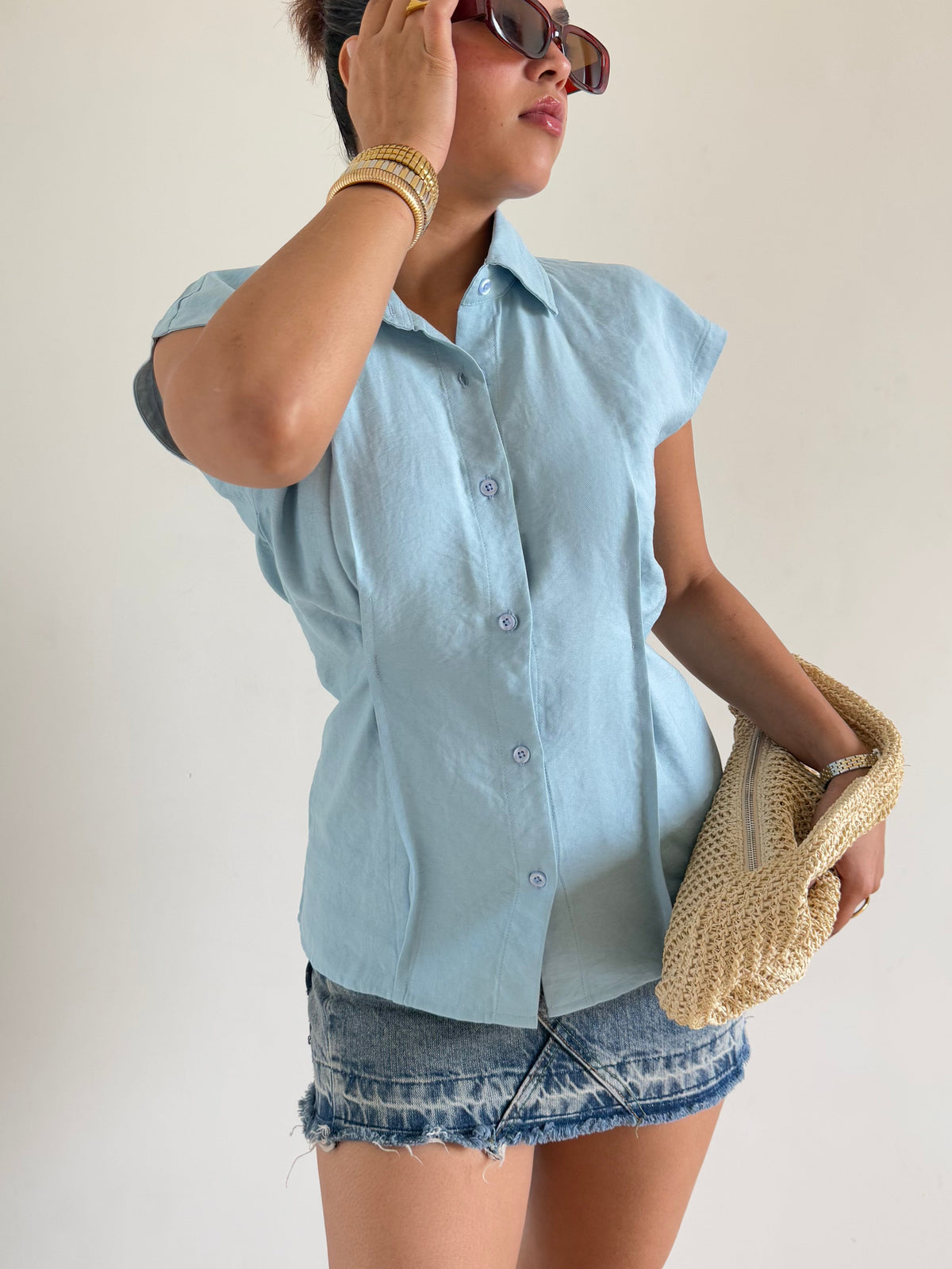 RǏWYÑ | Snap Fit Cotton Tailor Shirt
