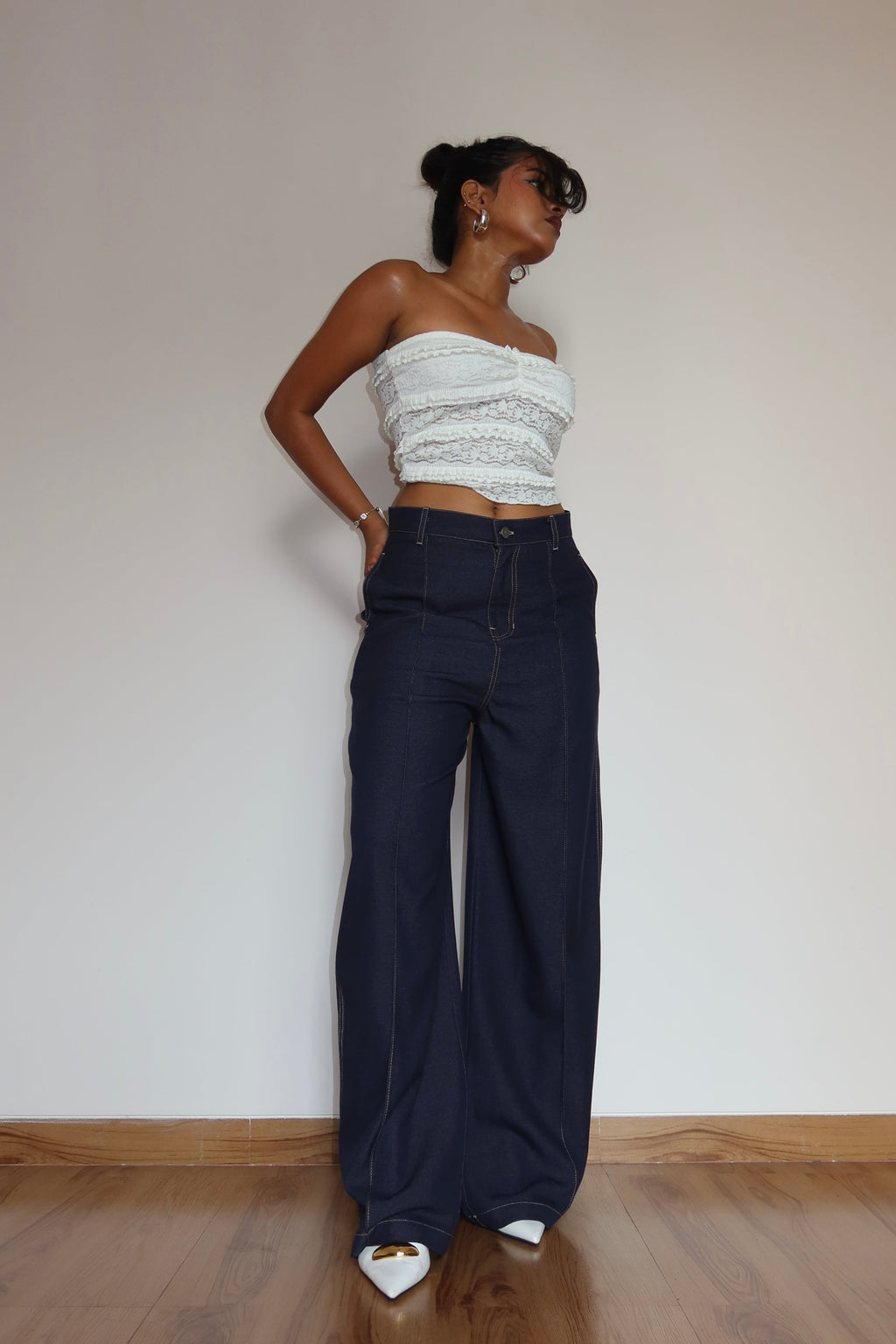 RǏWYÑ | Denim-Inspired Pin-Tuck Barrel Pants