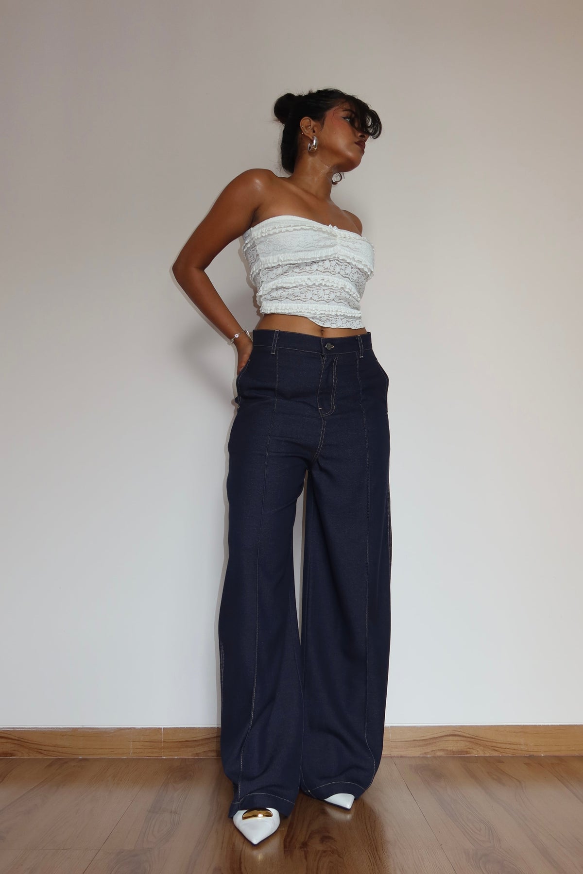 RǏWYÑ | Denim-Inspired Pin-Tuck Barrel Pants