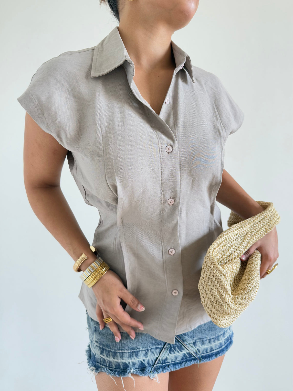 RǏWYÑ | Snap Fit Cotton Tailor Shirt