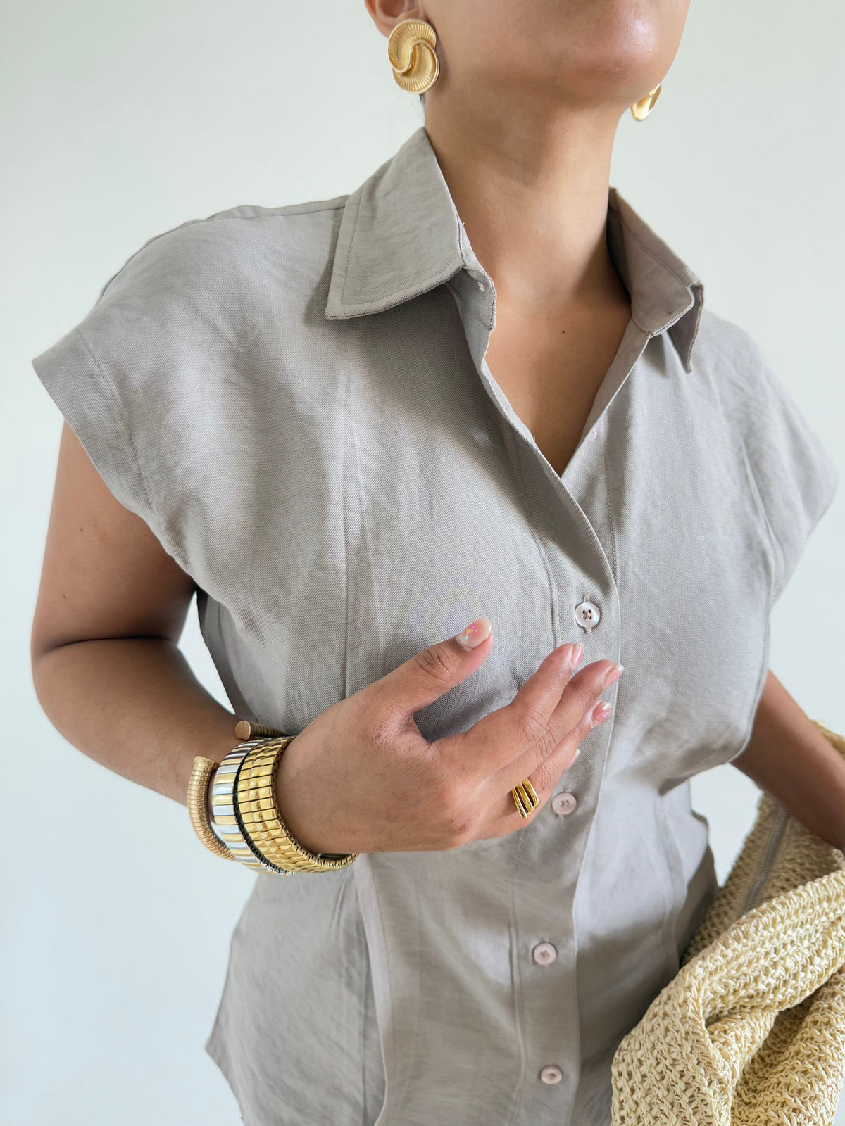 RǏWYÑ | Snap Fit Cotton Tailor Shirt