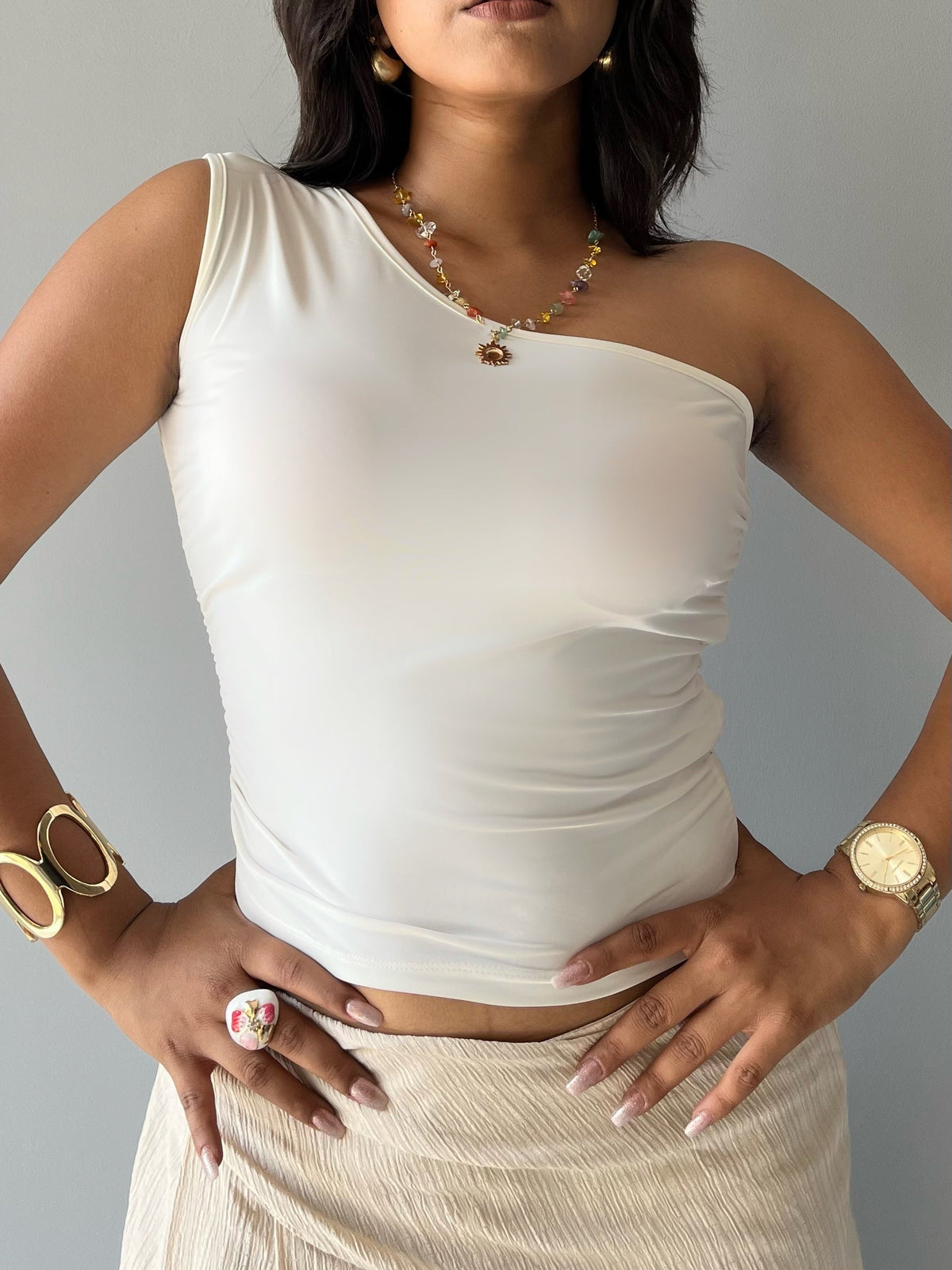 RǏWYÑ | Effortless Flow One-Shoulder Ruched Top