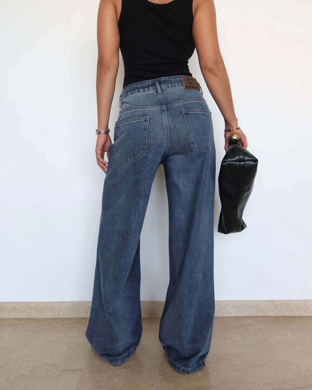 RǏWYÑ | Blue Brushed Wide Leg Jeans