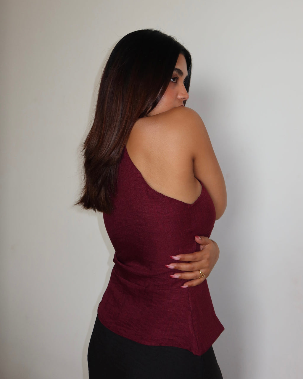 RǏWYÑ | Tie-Up Halter Corset Details Top