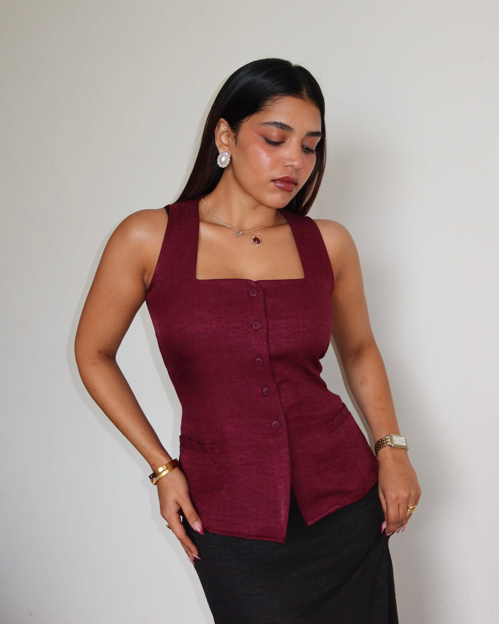 RǏWYÑ | Square Neck Vest Top