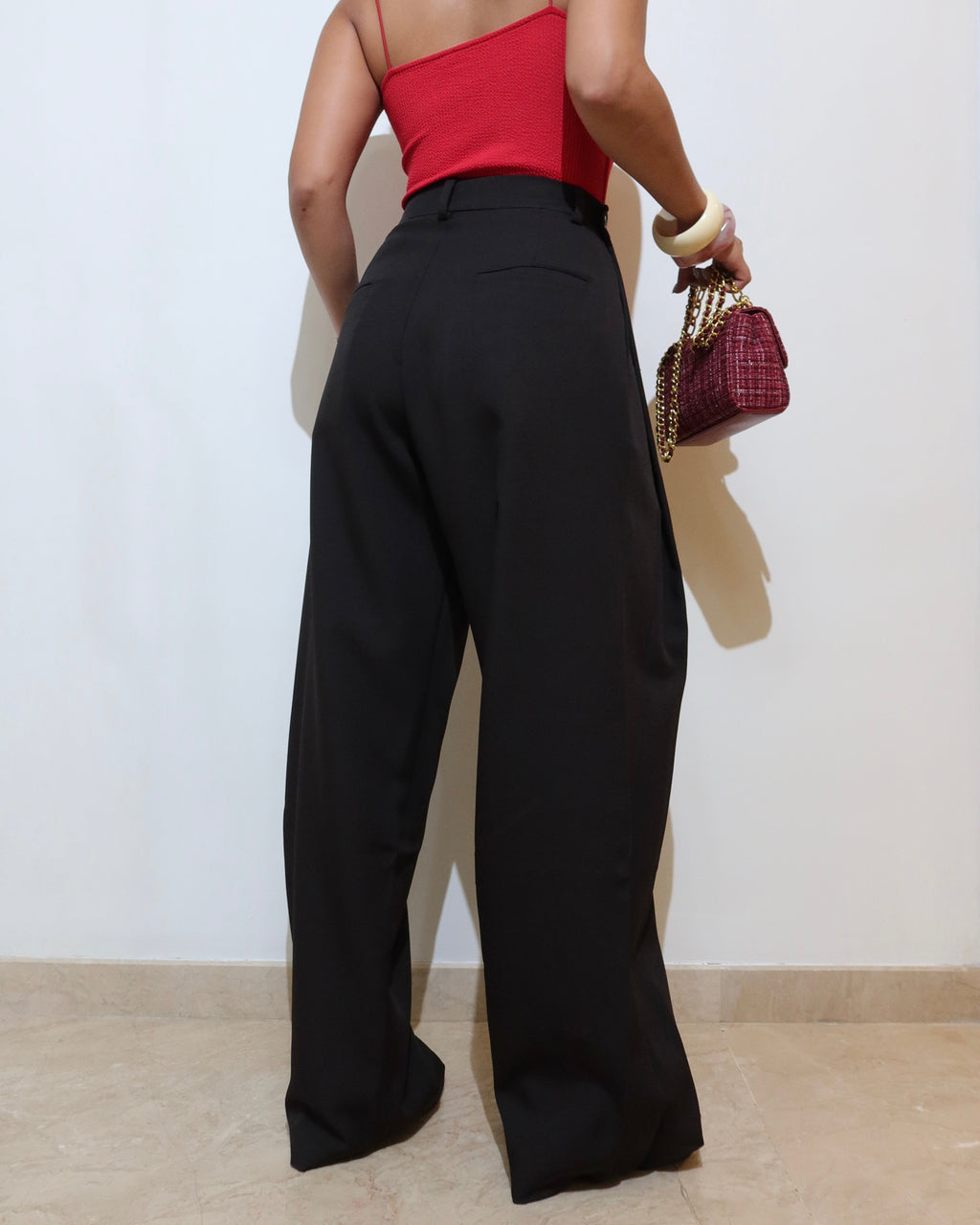RǏWYÑ | Settle Side Button Pleated Wide Pants
