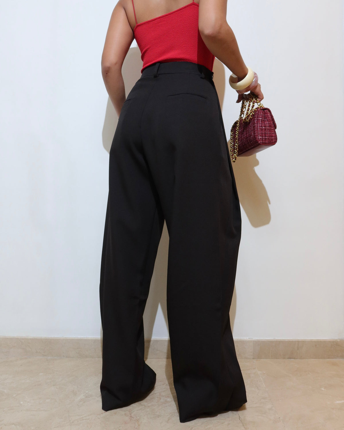 RǏWYÑ | Settle Side Button Pleated Wide Pants