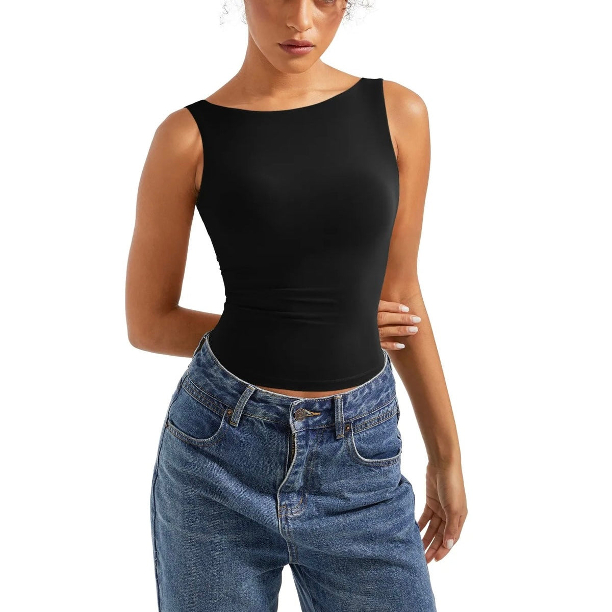 RǏWYÑ | Soft Backless Boat Neck Tank Top