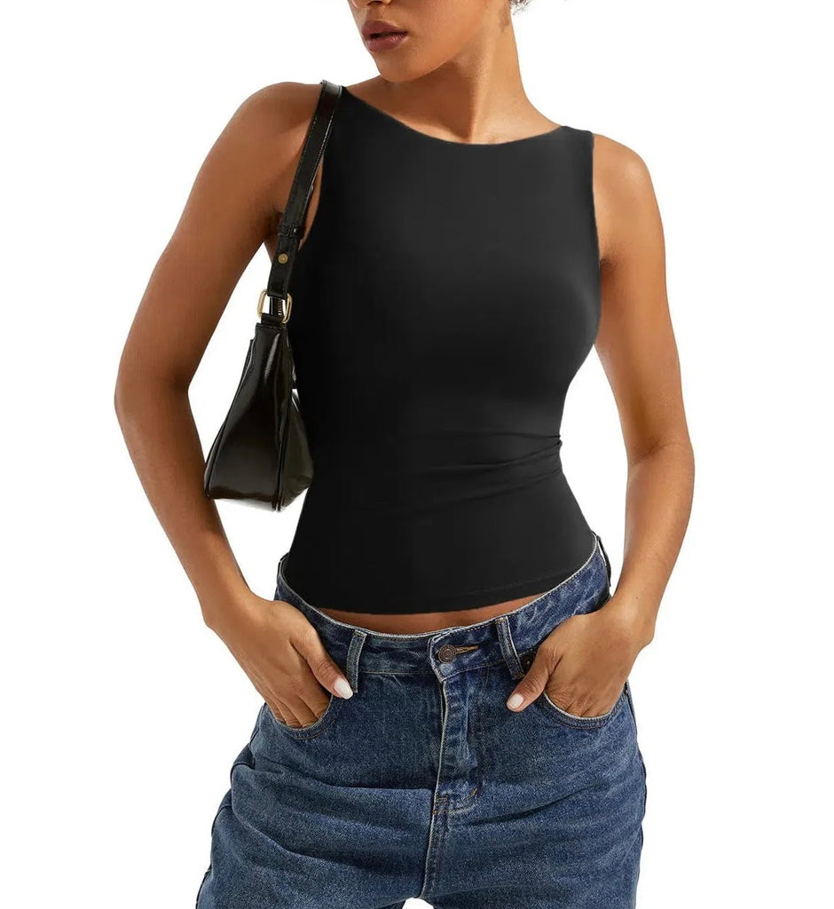 RǏWYÑ | Soft Backless Boat Neck Tank Top
