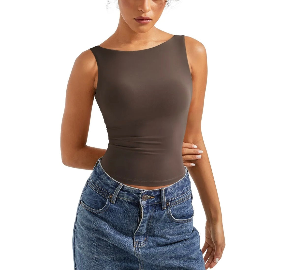 RǏWYÑ | Soft Backless Boat Neck Tank Top
