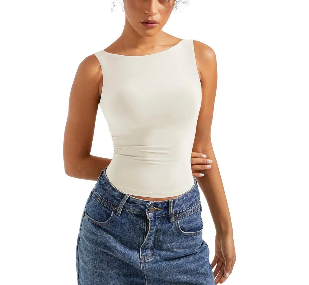 RǏWYÑ | Soft Backless Boat Neck Tank Top