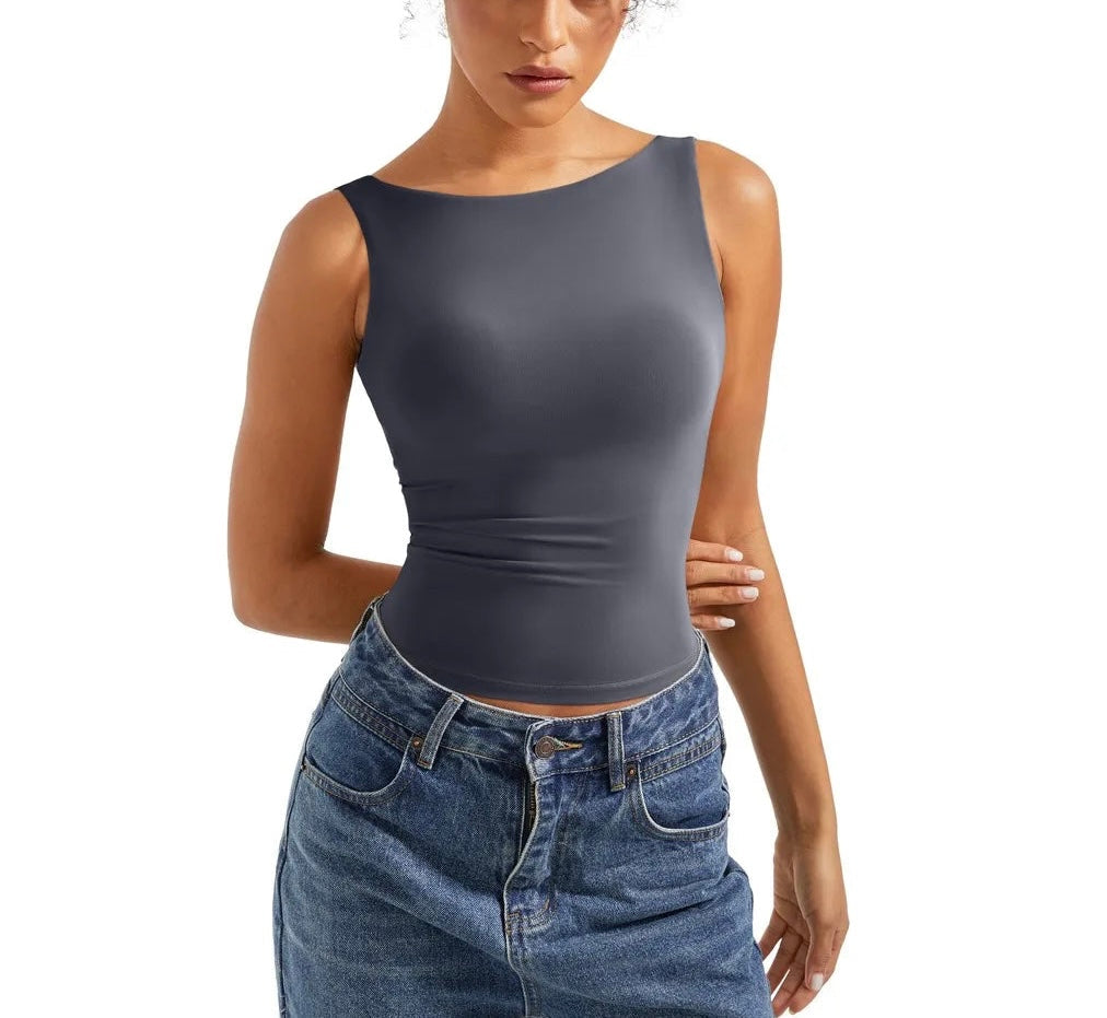 RǏWYÑ | Soft Backless Boat Neck Tank Top