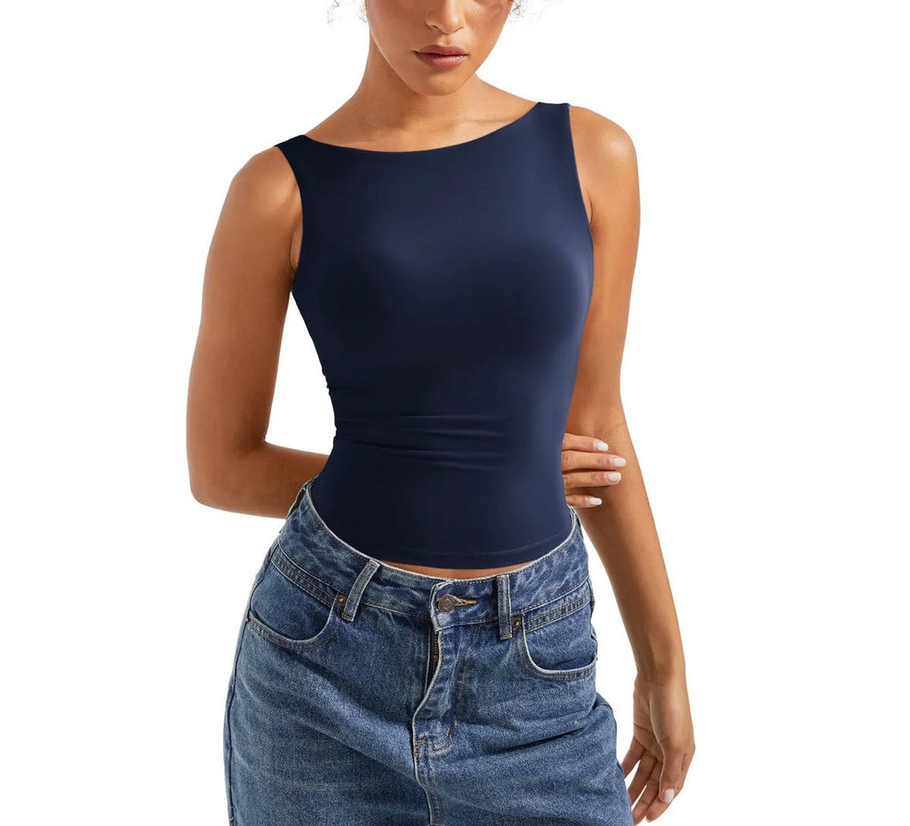 RǏWYÑ | Soft Backless Boat Neck Tank Top