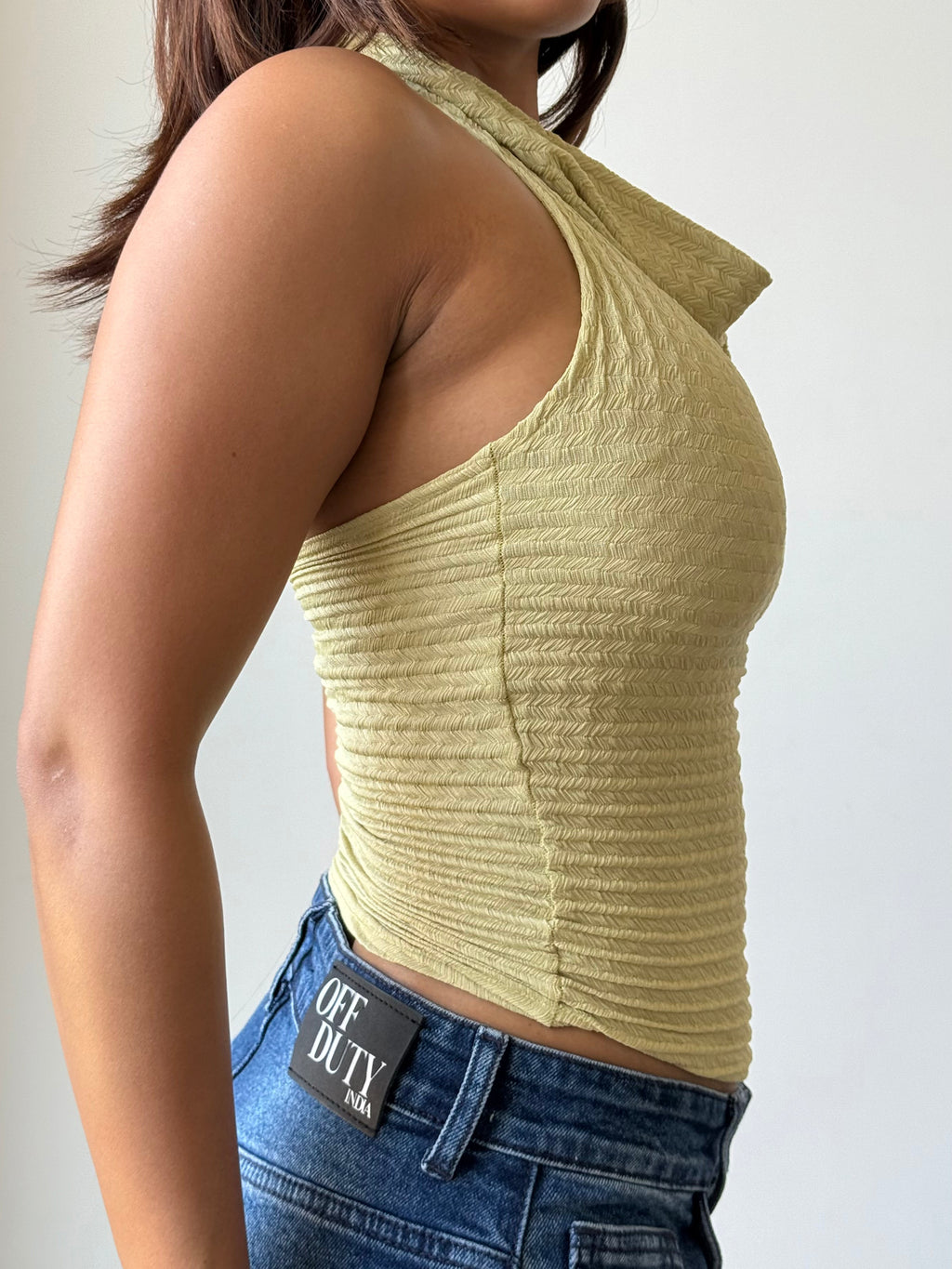 RǏWYÑ | Refined Cowl Backless Halter Top