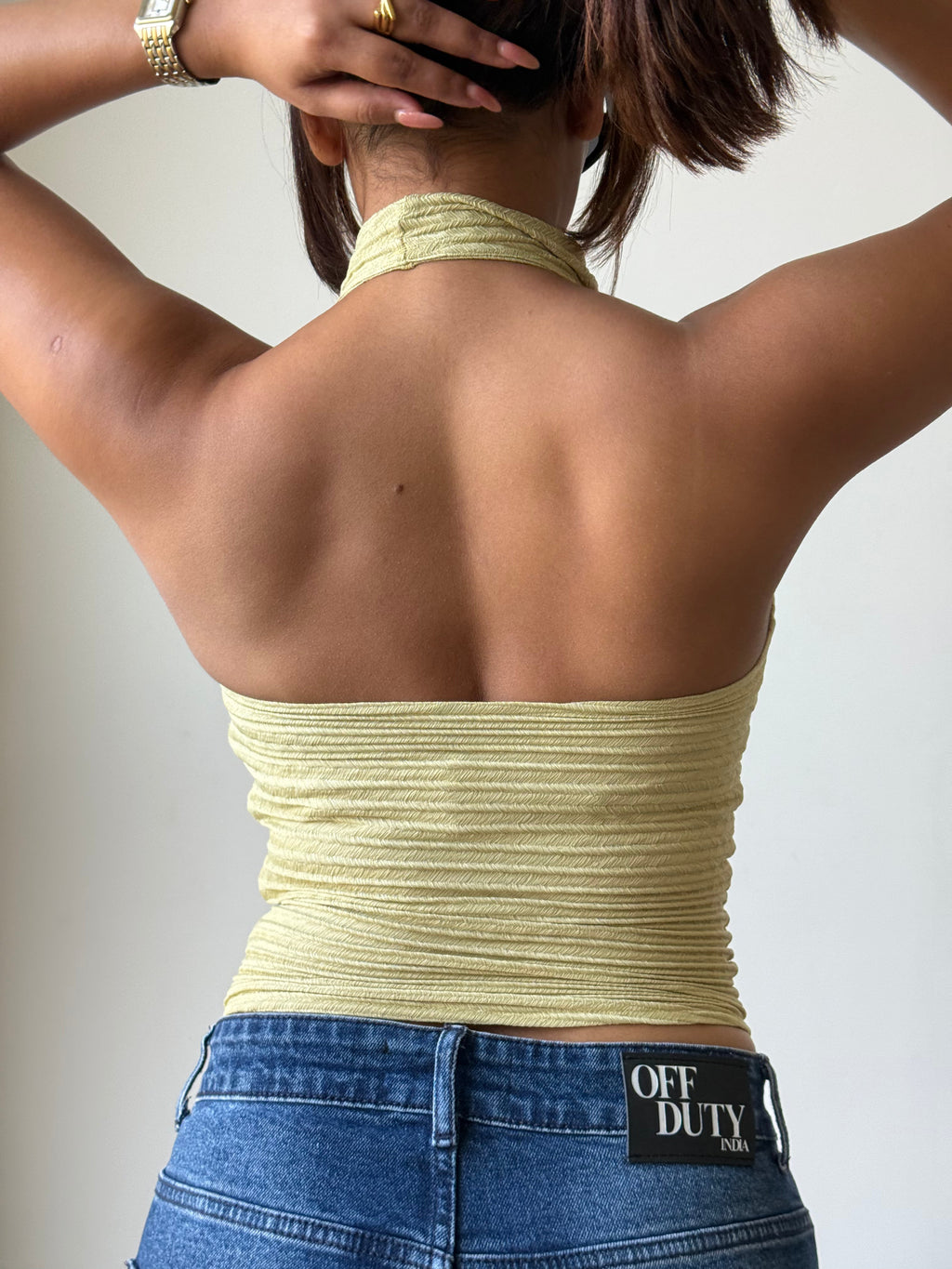 RǏWYÑ | Refined Cowl Backless Halter Top