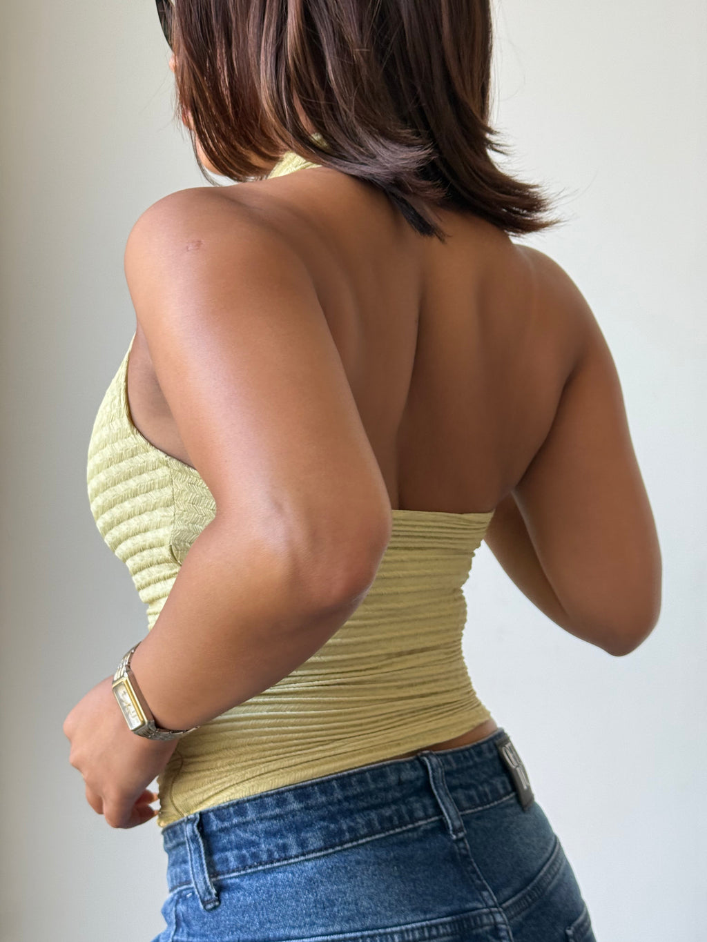 RǏWYÑ | Refined Cowl Backless Halter Top