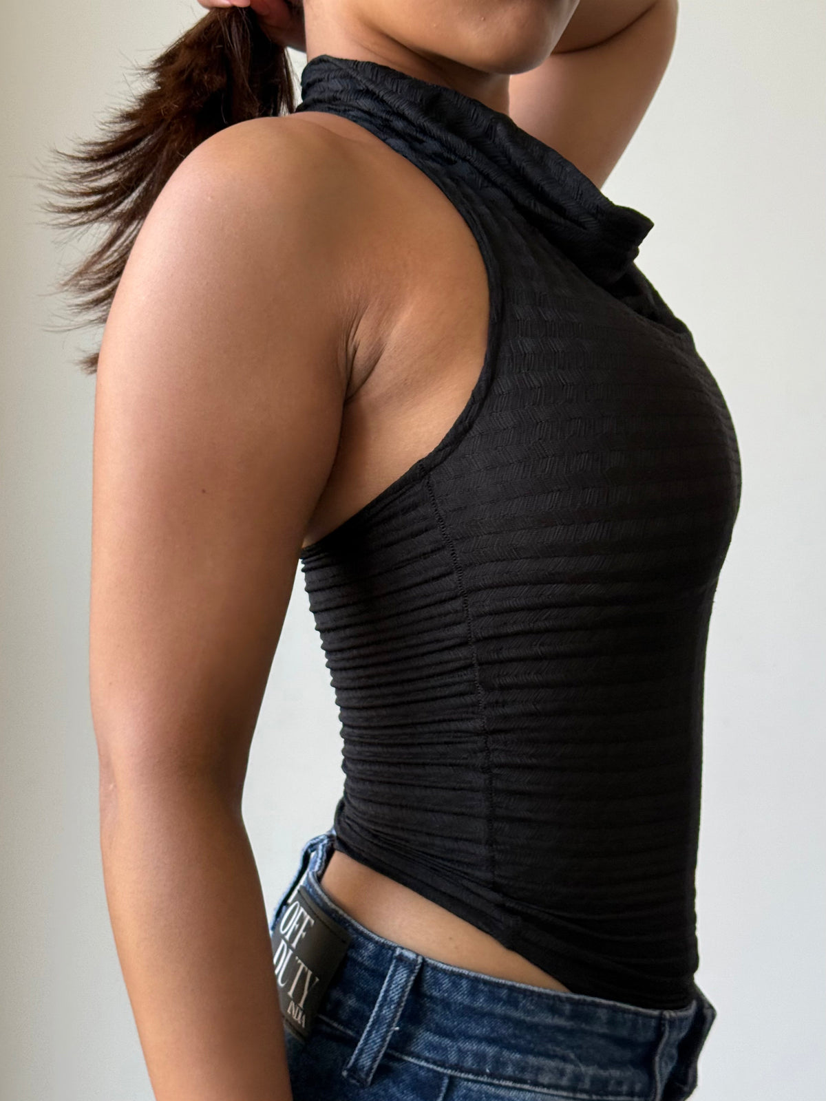 RǏWYÑ | Refined Cowl Backless Halter Top