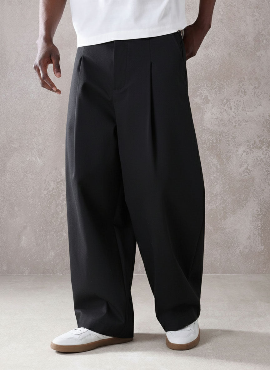 RIWYN Pleated Minimal Wide Leg Trousers