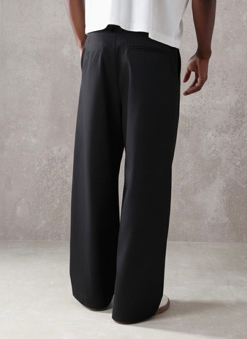 RIWYN Pleated Minimal Wide Leg Trousers
