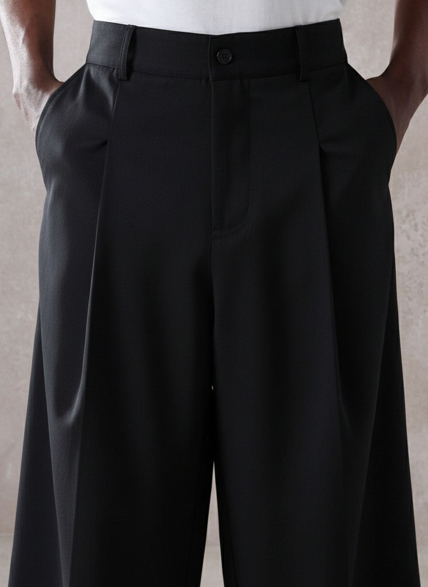RIWYN Pleated Minimal Wide Leg Trousers