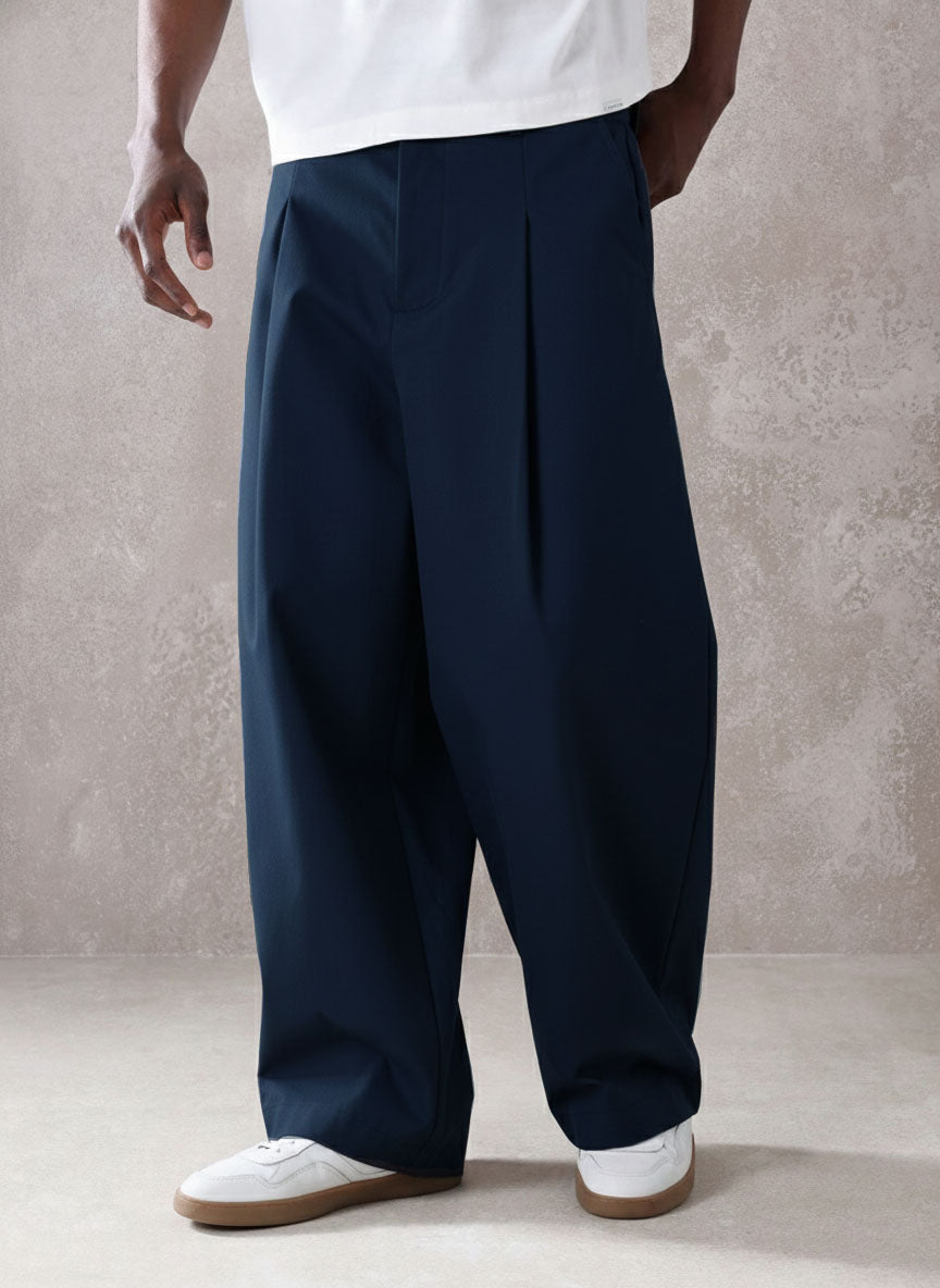 RIWYN Pleated Minimal Wide Leg Trousers