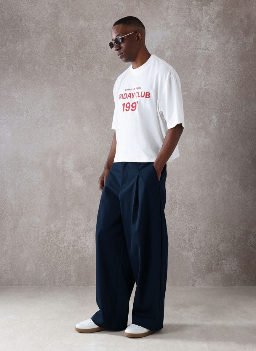 RIWYN Pleated Minimal Wide Leg Trousers