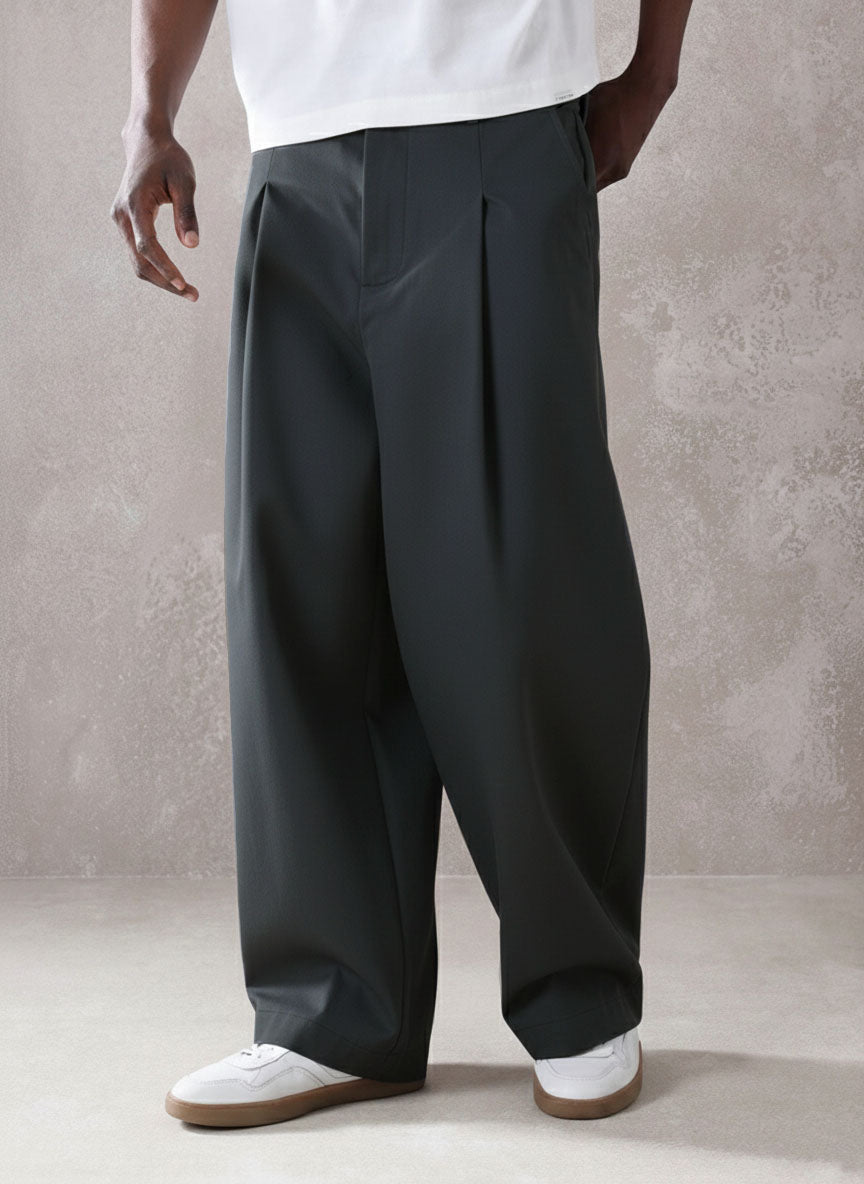 RIWYN Pleated Minimal Wide Leg Trousers