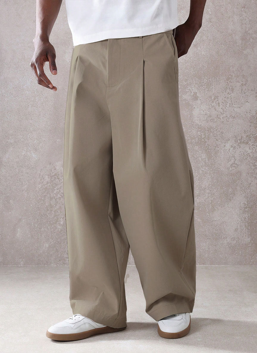 RIWYN Pleated Minimal Wide Leg Trousers